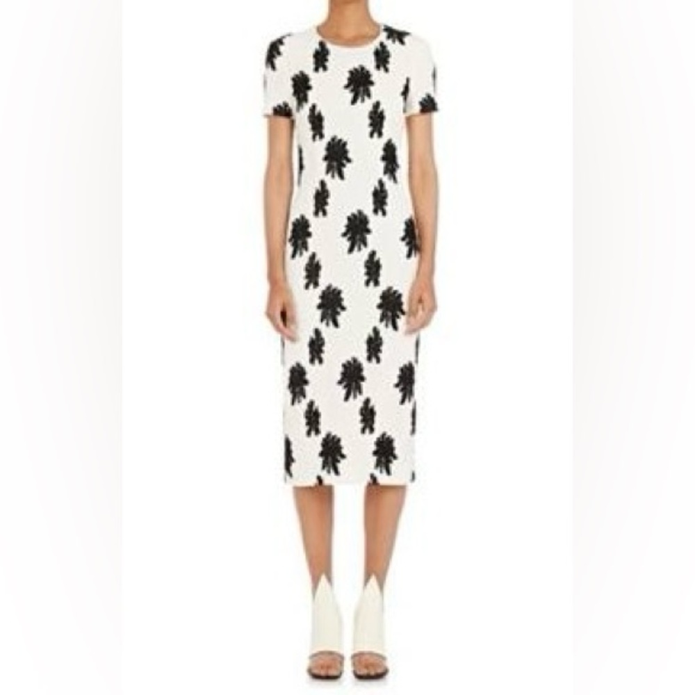 Balenciaga 2015 Cream and Black Short Sleeve Silk Dress size 40